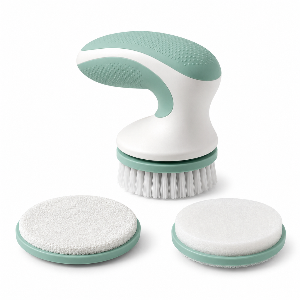 EbnznSm™ Magnetic Scrubber Brush with Swappable Heads, Snap-On Dish Cleaning Brush & Scouring Pad Set, Compact Kitchen Sink Scrubber for Dishes, Pots, Pans, Countertops, Tile & Bathroom Cleaning