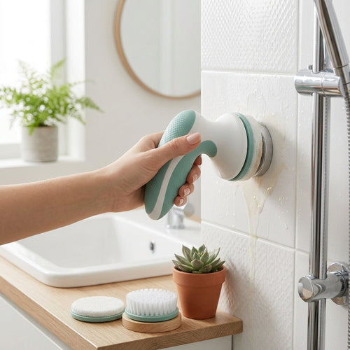 EbnznSm™ Magnetic Scrubber Brush with Swappable Heads, Snap-On Dish Cleaning Brush & Scouring Pad Set, Compact Kitchen Sink Scrubber for Dishes, Pots, Pans, Countertops, Tile & Bathroom Cleaning