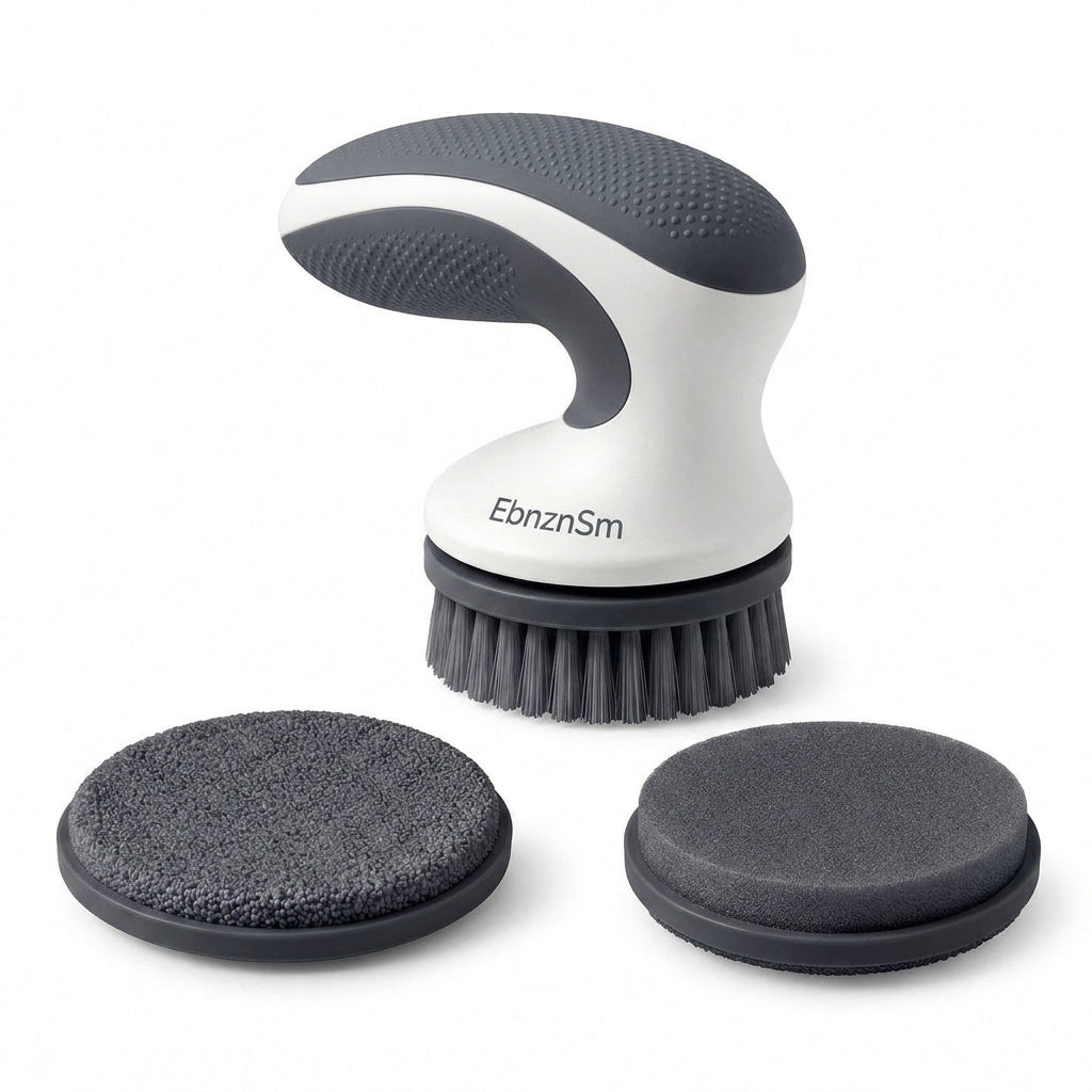 EbnznSm™ Magnetic Scrubber Brush with Swappable Heads, Snap-On Dish Cleaning Brush & Scouring Pad Set, Compact Kitchen Sink Scrubber for Dishes, Pots, Pans, Countertops, Tile & Bathroom Cleaning