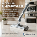EbnznSm™ Modular Multi-Scrubber with Spray-N-Clean Function, Magnetic Interchangeable Cleaning Heads, Slim Recessed Grip, Compact Multi-Surface Scrub Brush for Kitchen, Bathroom, Tile, Countertops, Glass & Everyday Home Cleaning