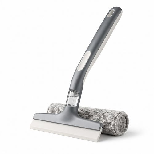 EbnznSm™ Modular Multi-Scrubber with Spray-N-Clean Function, Magnetic Interchangeable Cleaning Heads, Slim Recessed Grip, Compact Multi-Surface Scrub Brush for Kitchen, Bathroom, Tile, Countertops, Glass & Everyday Home Cleaning