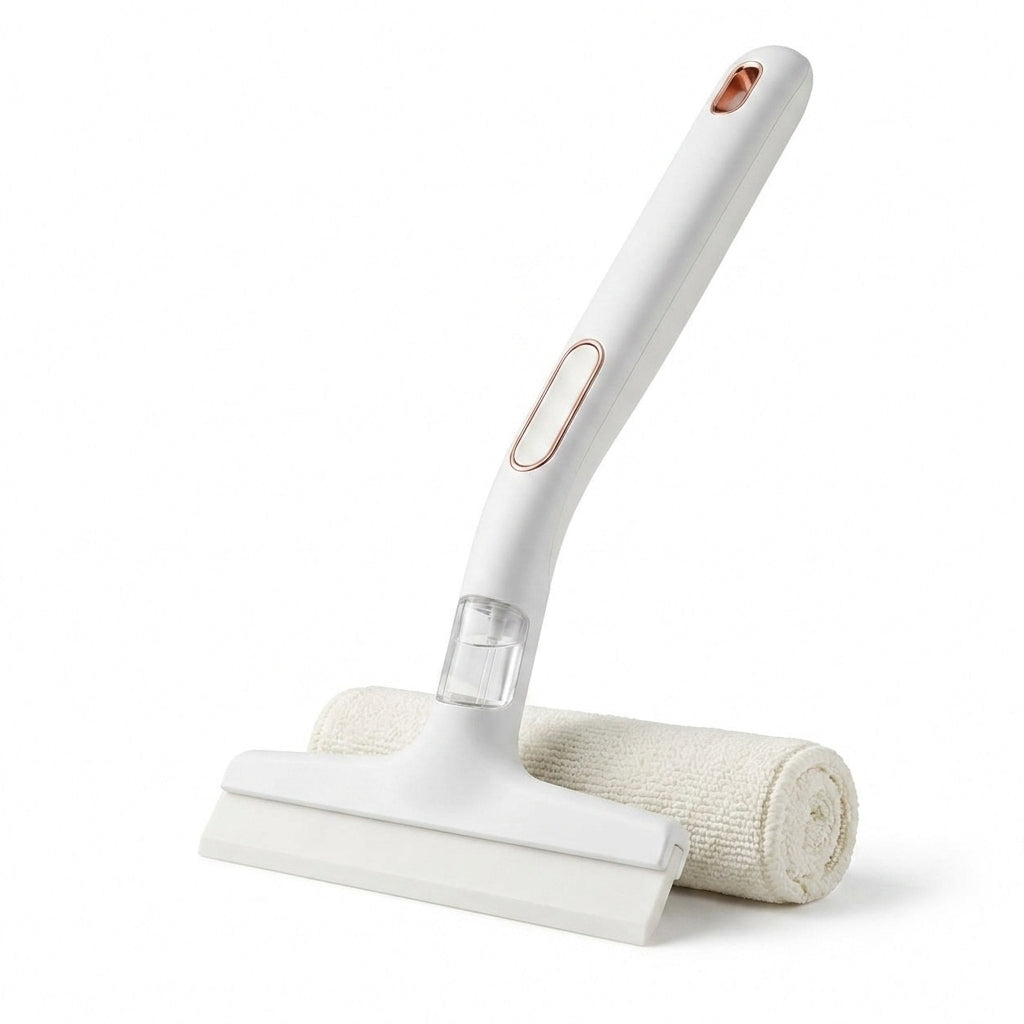 EbnznSm™ Modular Multi-Scrubber with Spray-N-Clean Function, Magnetic Interchangeable Cleaning Heads, Slim Recessed Grip, Compact Multi-Surface Scrub Brush for Kitchen, Bathroom, Tile, Countertops, Glass & Everyday Home Cleaning