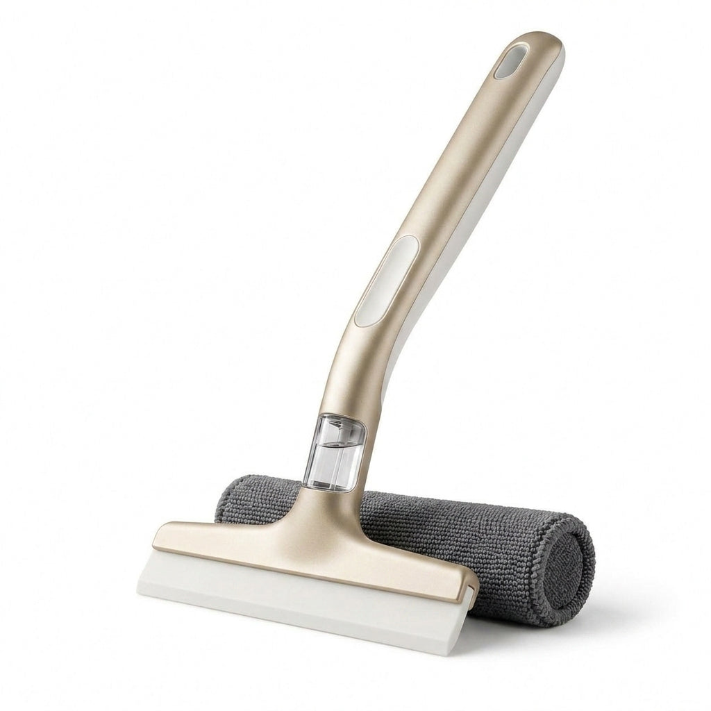 EbnznSm™ Modular Multi-Scrubber with Spray-N-Clean Function, Magnetic Interchangeable Cleaning Heads, Slim Recessed Grip, Compact Multi-Surface Scrub Brush for Kitchen, Bathroom, Tile, Countertops, Glass & Everyday Home Cleaning