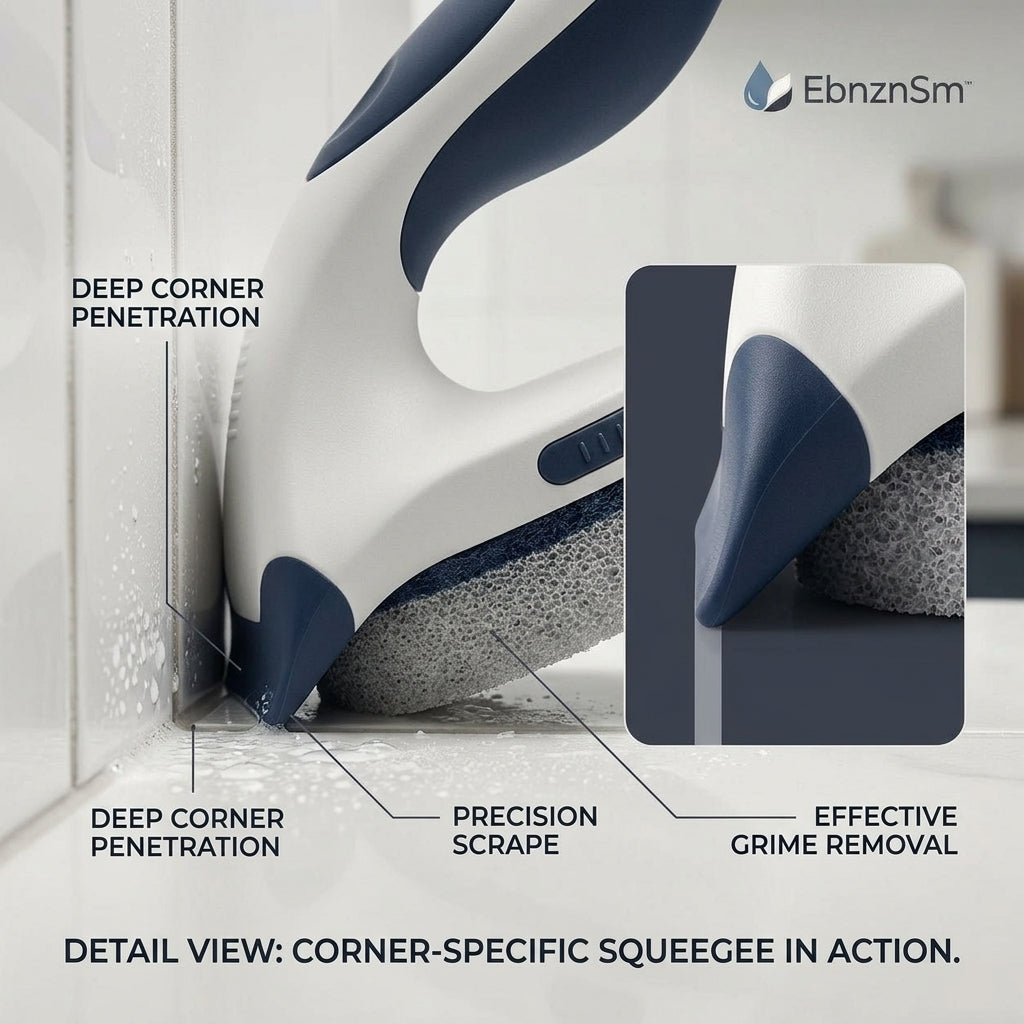 EbnznSm™ Precision Cleaning Scrub Brush with Corner Squeegee Edge, Ergonomic Grip Multi-Surface Scraper Brush for Kitchen Counters, Sinks, Bathrooms, Tile, Glass & Everyday Messes