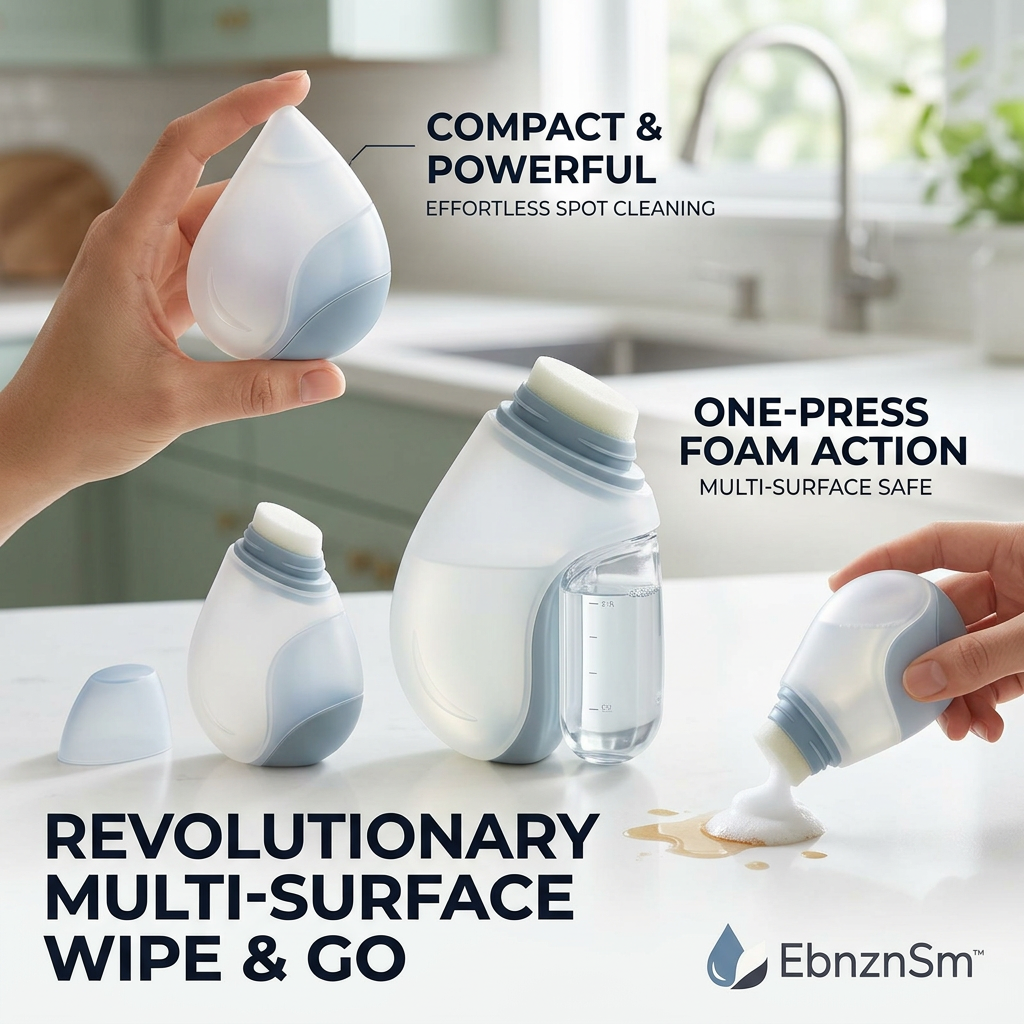 EbnznSm™ One-Press Foam Spot Cleaner, Portable Multi-Surface Wipe & Go Cleaning Brush for Kitchen Counters, Tables, Sinks, Appliances, Glass, Tile & Everyday Spills