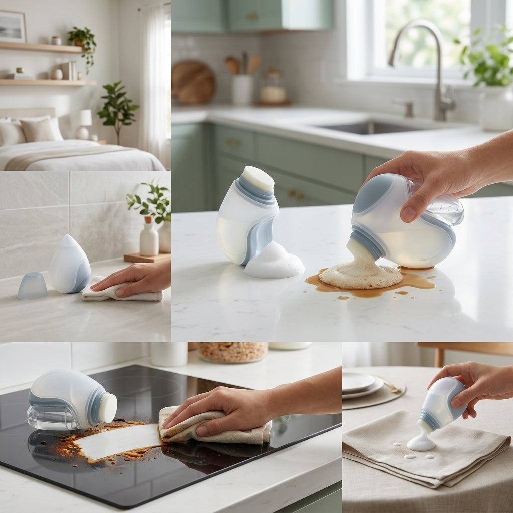 EbnznSm™ One-Press Foam Spot Cleaner, Portable Multi-Surface Wipe & Go Cleaning Brush for Kitchen Counters, Tables, Sinks, Appliances, Glass, Tile & Everyday Spills