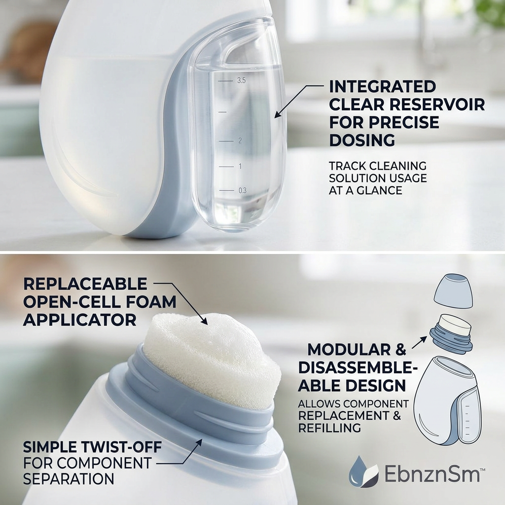 EbnznSm™ One-Press Foam Spot Cleaner, Portable Multi-Surface Wipe & Go Cleaning Brush for Kitchen Counters, Tables, Sinks, Appliances, Glass, Tile & Everyday Spills