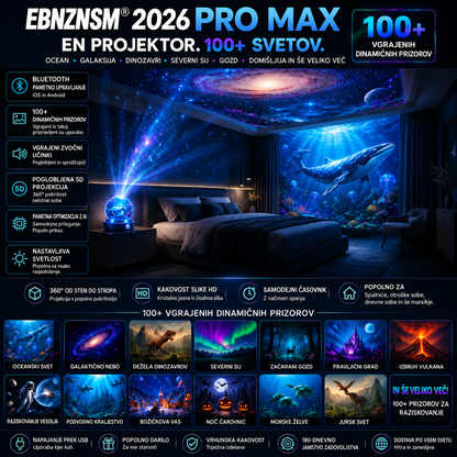 🌎 EBNZNSM® 2026 PRO MAX – pametni projektor svetov 5D 🌎 Več kot 100 poglobljenih svetov z upravljanjem prek Bluetootha in zvočnimi učinki